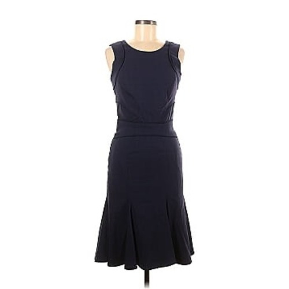 Zac Posen Navy Sleeveless Sheath‎ Dress Fit Flare Knee Length Zipper Size 2